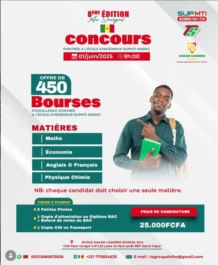 Affiche Concours Bourses d'Excellence Sup MTI Maroc