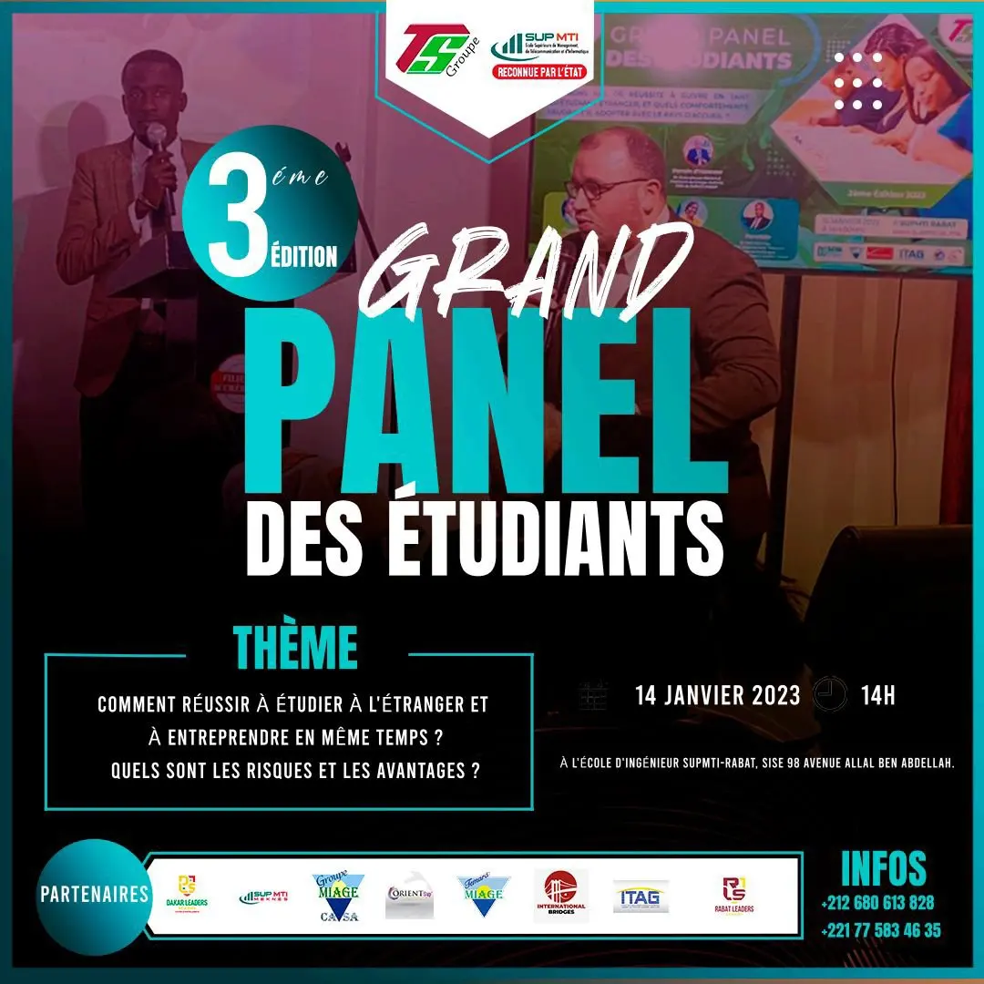 Affiche 3ème Grand Panel des Étudiants TS Groupe Sup MTI Rabat